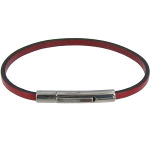 LES POULETTES BIJOUX Bracelet Femme Cuir Simple Fermoir Acier Inoxydable - Classics - Rouge