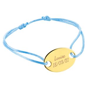 Ocadeau Bracelet ovale plaque or cordon bleu