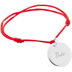 Ocadeau Bracelet rond argent cordon rouge