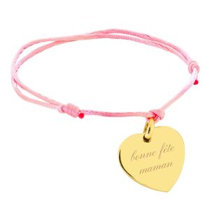 Ocadeau Bracelet cœur plaqué or cordon rose