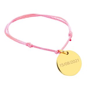 Ocadeau Bracelet rond plaqué or cordon rose