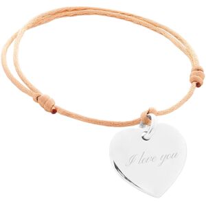 Ocadeau Bracelet cœur argent cordon beige