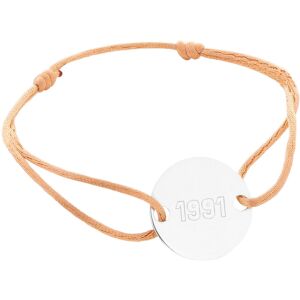 Ocadeau Bracelet rond argent trou cordon beige