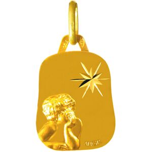 Médaille laïque enfant rêveur étoilé - Or jaune 18ct