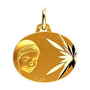 Médaille Vierge étoilée - Or jaune 18ct