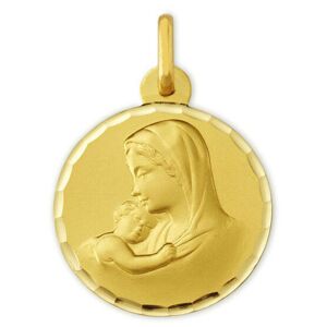 Mon Premier Bijou Medaille Vierge a l?enfant douceur ciselee - Or jaune 9ct