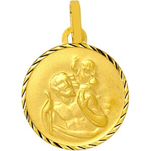 Mon Premier Bijou Medaille Saint- Christophe ronde diamantee - Or jaune 18ct