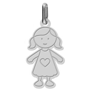 Mon Premier Bijou Pendentif petite fille au coeur - Or blanc 18ct