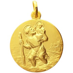 Mon Premier Bijou Medaille Saint Christophe ronde - Or jaune 9ct