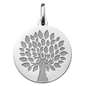 Mon Premier Bijou Medaille Arbre de vie contemporain - Or blanc 9ct