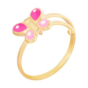 Mon Premier Bijou Bague enfant papillon rose - Or jaune 9ct