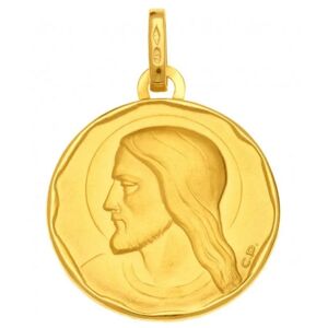 Mon Premier Bijou Médaille Christ ronde - Or jaune 18ct
