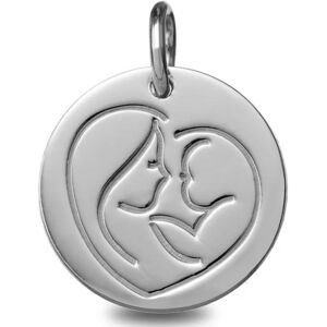 Mon Premier Bijou Medaille Vierge a l?enfant en coeur - Or blanc 9ct