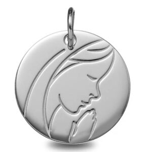 Mon Premier Bijou Médaille Vierge pieuse - Or blanc 18ct