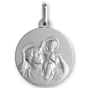 Mon Premier Bijou Médaille Saint- Christophe ronde - Or blanc 9ct