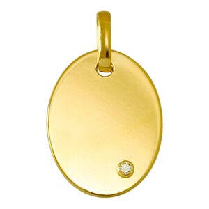 Mon Premier Bijou Medaille ovale - diamant & or jaune 18ct