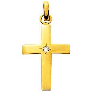 Mon Premier Bijou Croix personnalisee - diamant & or jaune 18ct