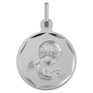 Mon Premier Bijou Médaille Ange à l’étoile - Or blanc 9ct