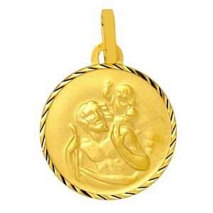 Mon Premier Bijou Medaille Saint- Christophe ronde diamantee - Or jaune 9ct