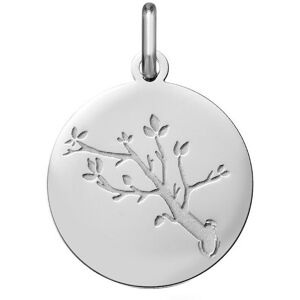 Mon Premier Bijou Médaille branche de cerisier - Or blanc 18ct