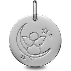 Mon Premier Bijou Médaille Ange sur la lune - Or blanc 18ct