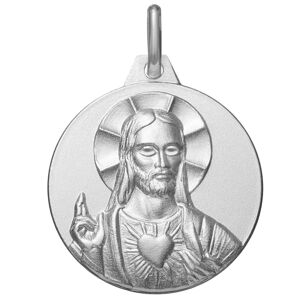 Maison de la Médaille Médaille Christ Sacré Coeur - Argent massif