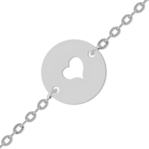 Mon Premier Bijou Gourmette bebe jeton coeur ajoure - Or blanc 18ct