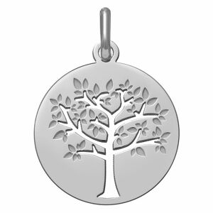 Mon Premier Bijou Médaille Arbre de vie printanier ajourée - Or blanc 9ct