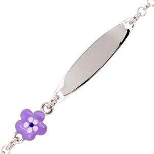 Mon Premier Bijou Gourmette bebe fleur violette - Argent massif