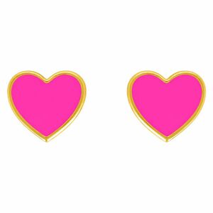 Mon Premier Bijou Boucles d’oreilles coeur rose - Vis - Or jaune 18ct