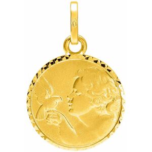 Mon Premier Bijou Medaille Ange a l?oiseau ciselee - Or jaune 18ct