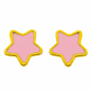 Mon Premier Bijou Boucles d’oreilles étoiles roses - Vis - Or jaune 9ct