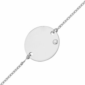 Mon Premier Bijou Gourmette enfant medaille - diamant & or blanc 18ct