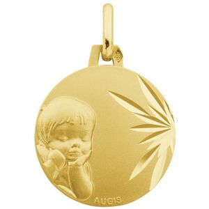 Médaille laïque enfant rêveur - Or jaune 18ct