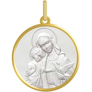 Maison de la Medaille Medaille Vierge a l?enfant et la colombe - Or jaune 18ct & nacre