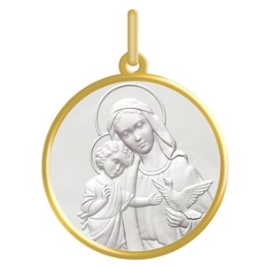 Maison de la Médaille Médaille Vierge à l’enfant et la colombe - Or jaune 18ct & nacre