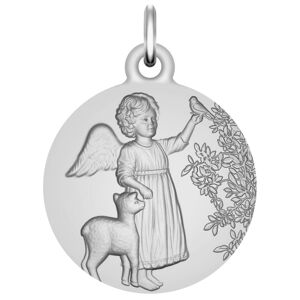Maison de la Médaille Médaille Ange à l’oiseau et l’agneau - Argent massif