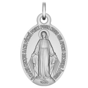 Maison de la Médaille Médaille Vierge Miraculeuse à graver - Or blanc 18ct