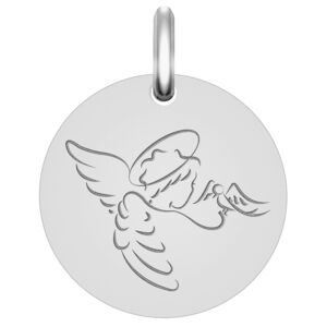 Mon Premier Bijou Médaille Ange à la Colombe - Or blanc 18ct