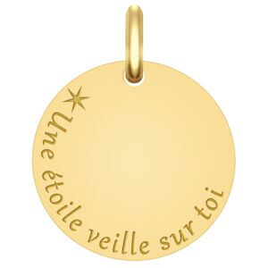 Mon Premier Bijou Médaille une étoile veille sur toi - Or jaune 9cts