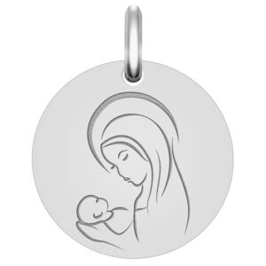Mon Premier Bijou Médaille Vierge à l’enfant réconfort - Or blanc 9ct