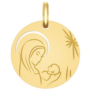 Mon Premier Bijou Médaille Vierge à l’enfant étoilée ajourée - Or jaune 9ct