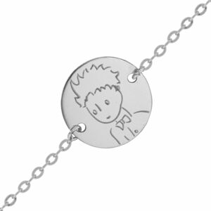 Mon Premier Bijou Gourmette bebe Petit Prince portrait - Or blanc 9ct