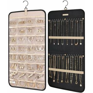 XINUY Organisateur de bijoux à suspendre avec crochets en métal, porte-bijoux double face pour boucles d'oreilles, colliers, bagues sur placard, mur, - Publicité