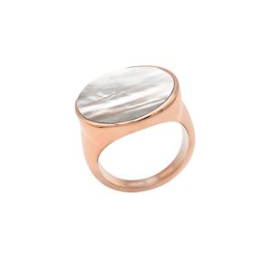 Bijoux Bague Cabochon Plat Nacre Blanche - LABISE - Taille 60