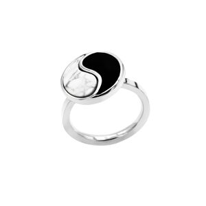 Bijoux Bague Yin Yang Howlite Blanche & Onyx - LABISE - Taille 50