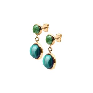 Bijoux Boucles d'Oreilles Cabochon Zoïsite et Malachite - LABISE