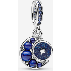 Pandora Charm Pendant Rotatif Lune Scintillante Bleu one size female