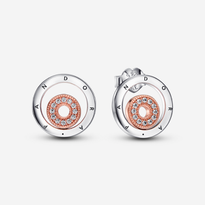 Clous d Oreilles Cercles Logo Bicolores Pandora Signature Incolore one size female