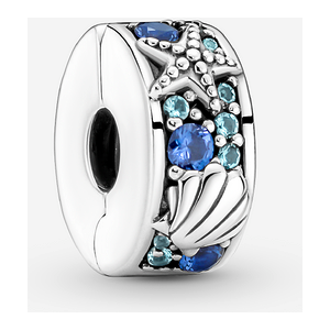 Pandora Charm Clip Étoile de Mer Tropicale & Coquillage Bleu one size female